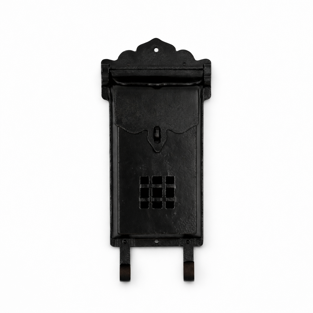 Wall Mounted Mailbox – Black with Hooks MB-4