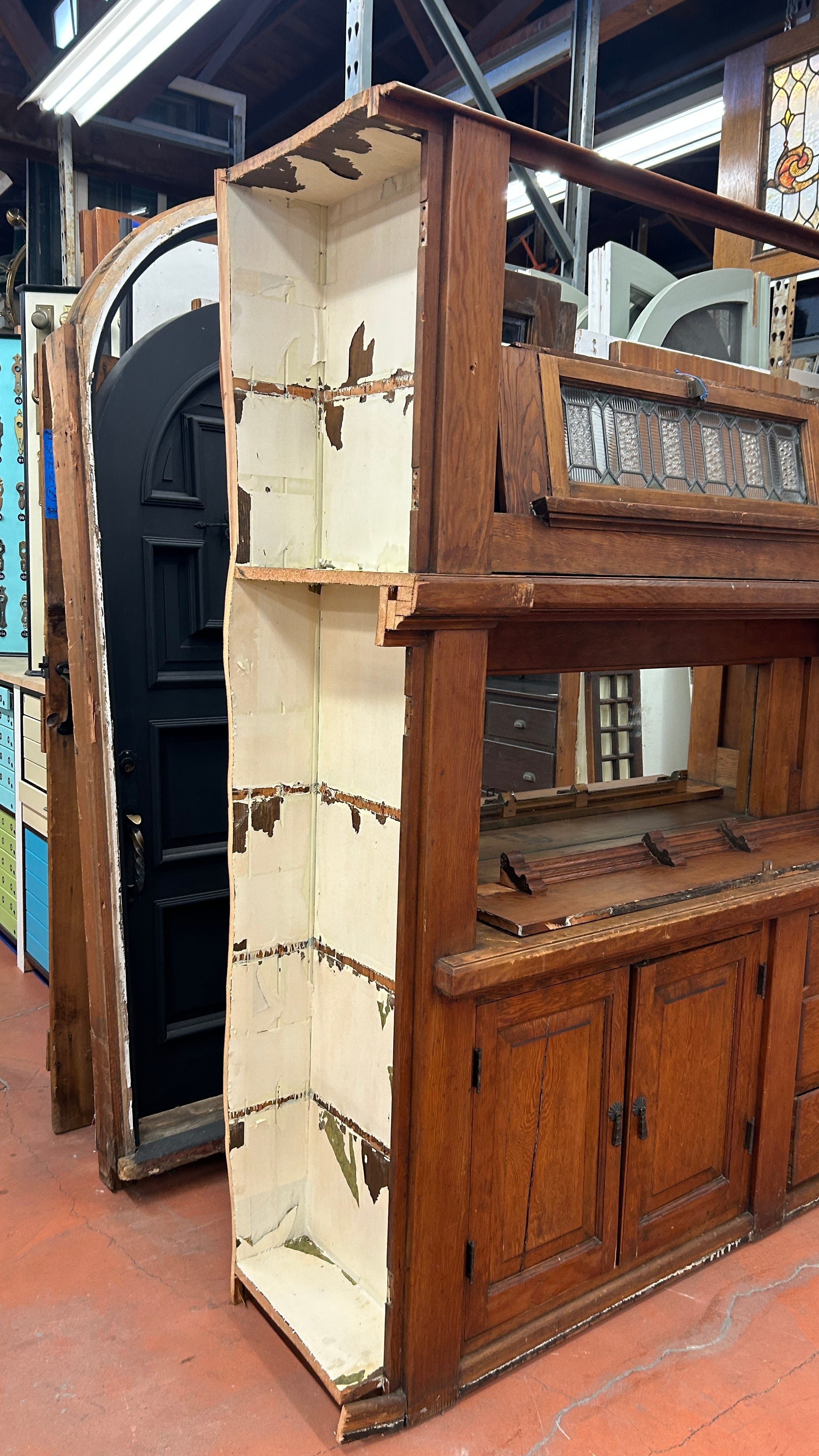 Built-In Cabinet w/ Leaded Glass Window (OE-57)