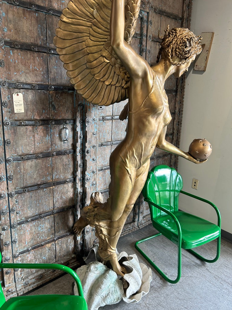 Lg. Cast Bronze Winged-Goddess Statue (OE-68)