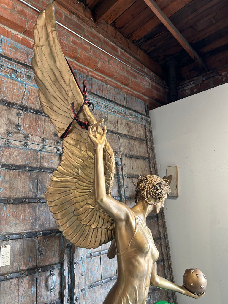 Lg. Cast Bronze Winged-Goddess Statue (OE-68)