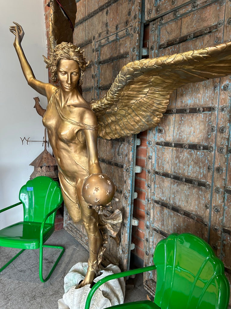 Lg. Cast Bronze Winged-Goddess Statue (OE-68)