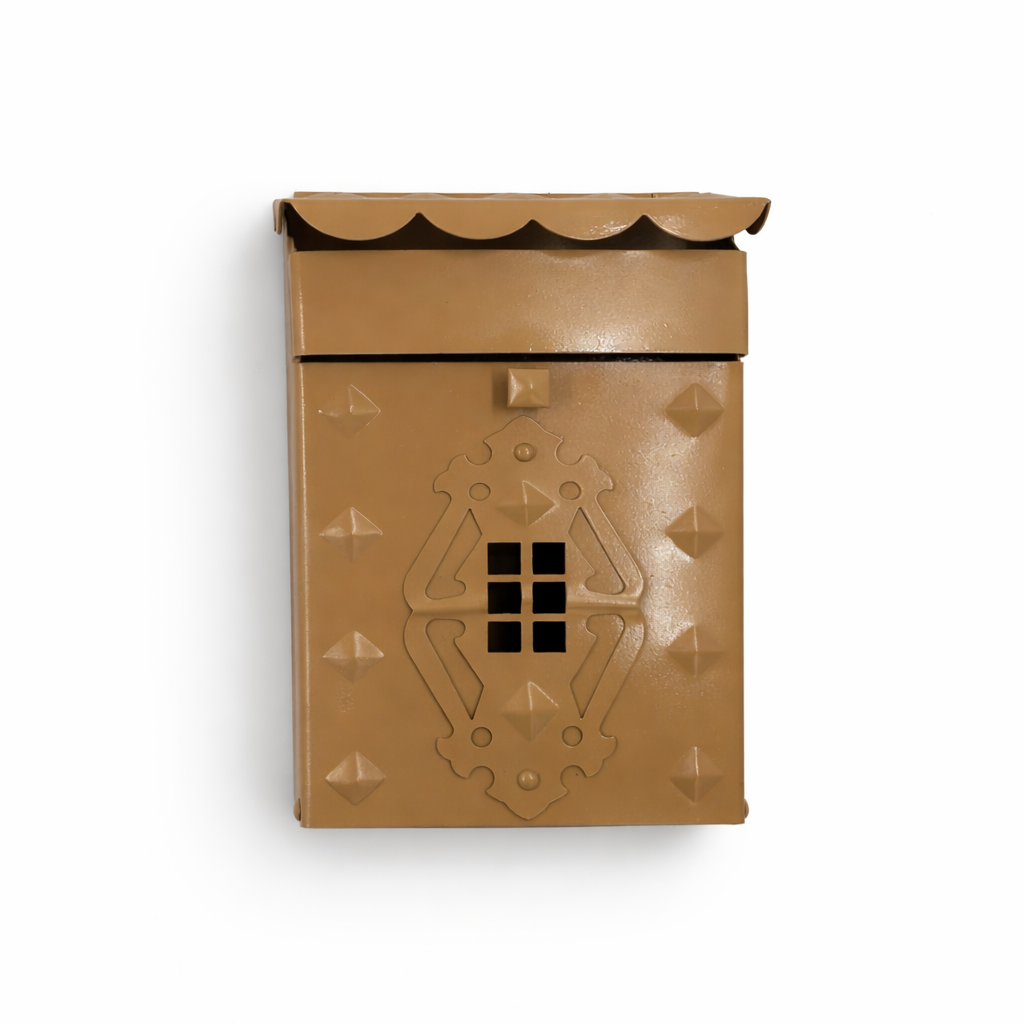 Wall Mounted Mailbox–Tan with Decorative Panel (MB-46)