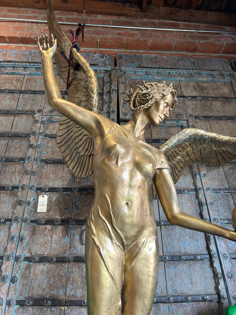 Lg. Cast Bronze Winged-Goddess Statue (OE-68)