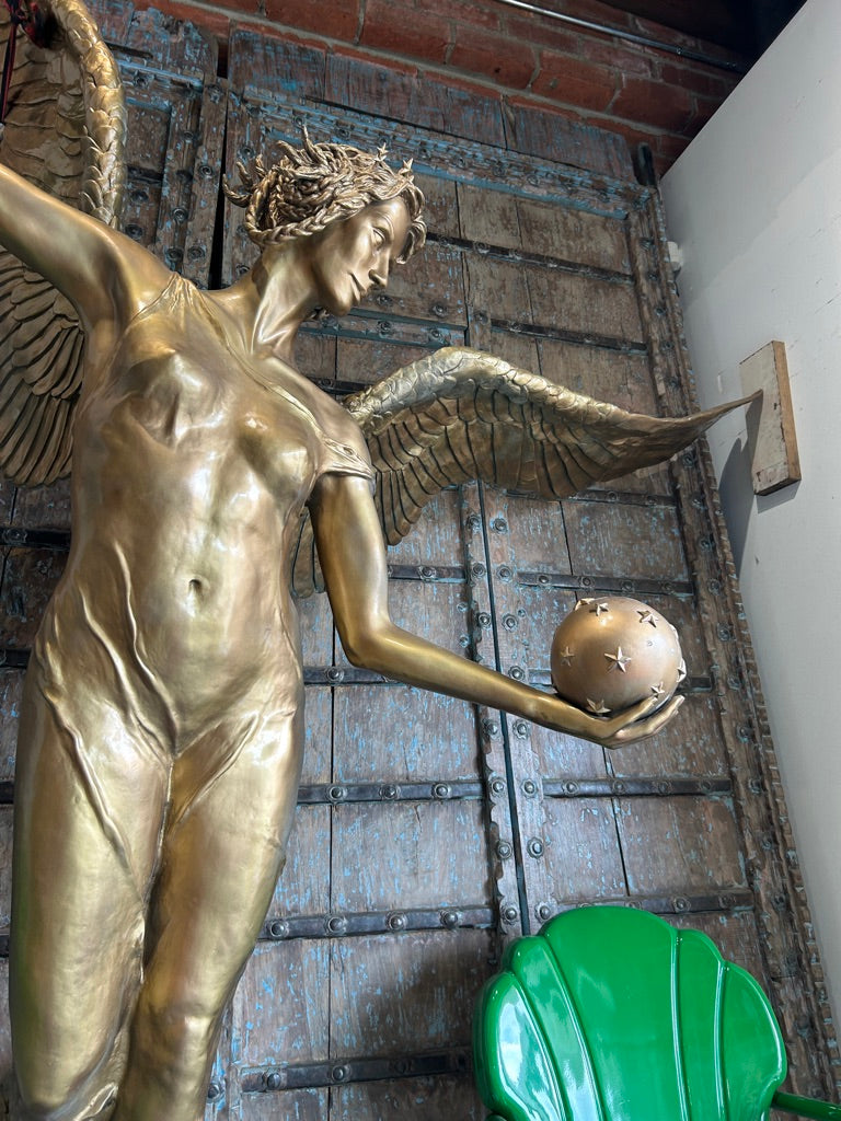 Lg. Cast Bronze Winged-Goddess Statue (OE-68)