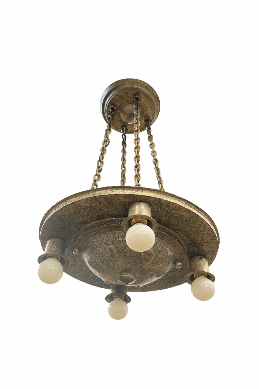 Hammered brass four-light chandelier (LT-141)