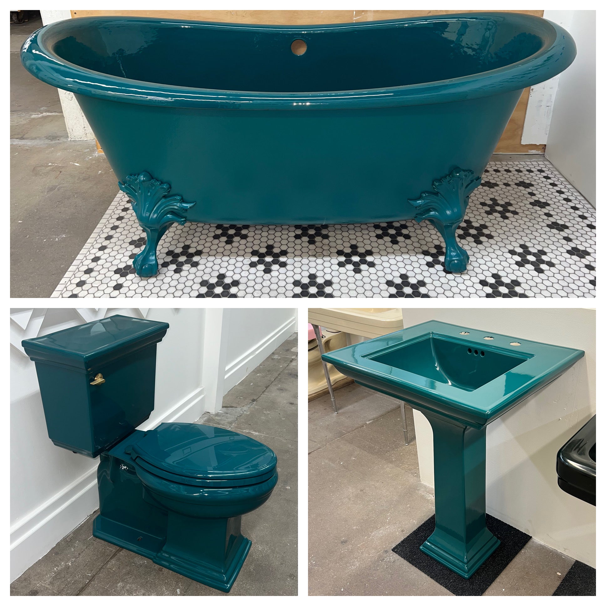 Kohler Set (Bathtub, Sink, and Toilet) Teal (TTS-102)