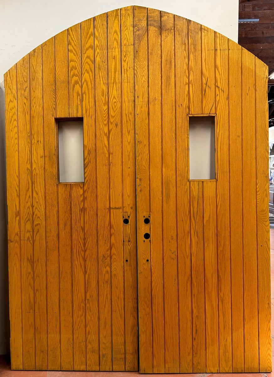 1Light Arched Plank Pair, Oak (XD65) Pasadena Architectural Salvage