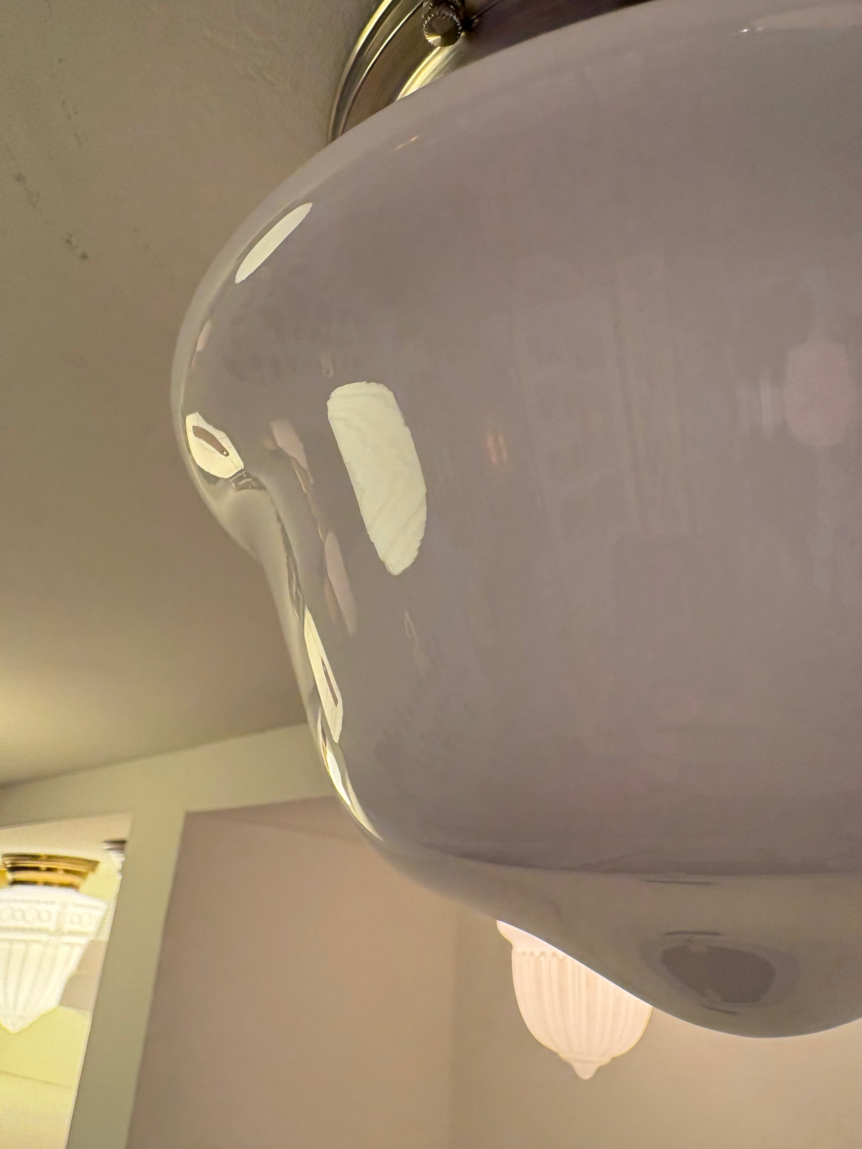 Vintage schoolhouse ceiling light with milk glass shade – brushed nickel mount (LT-1109)