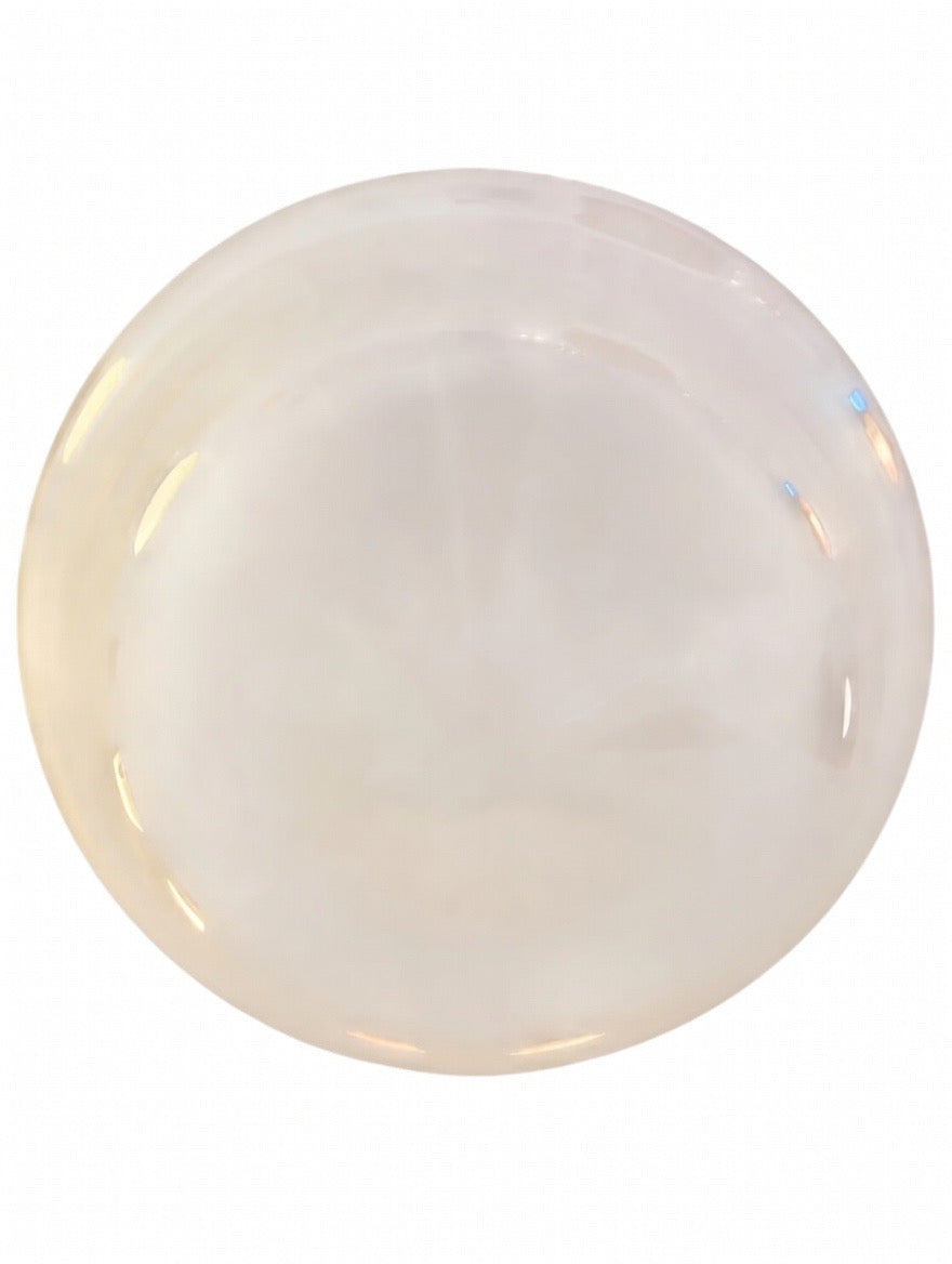 Vintage schoolhouse ceiling light with milk glass shade – brushed nickel mount (LT-1109)