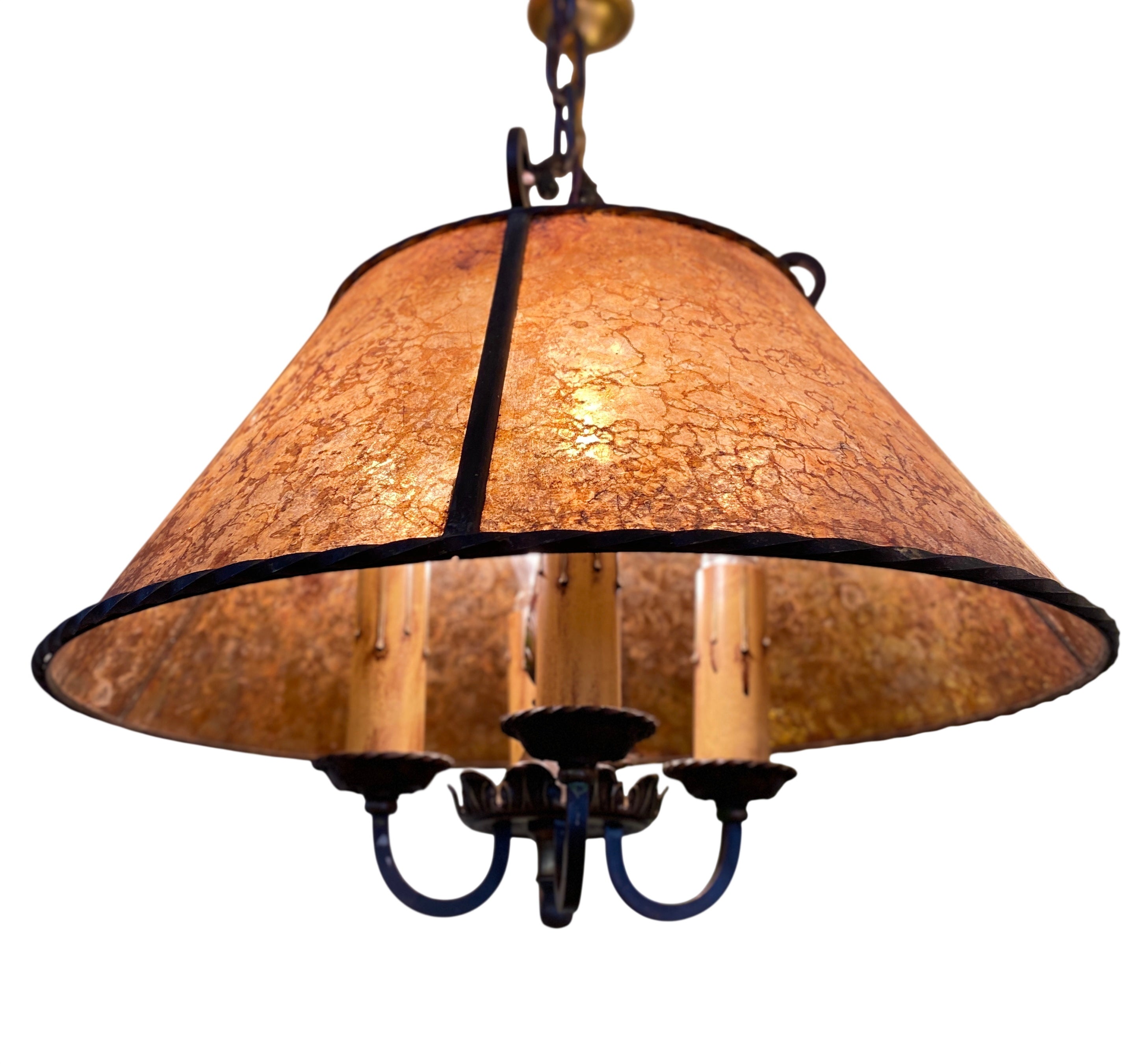 Mica Shade 4-Bulb Hanging Fixture – Arts & Crafts Style, circa 1920s–1930s (LT-182)