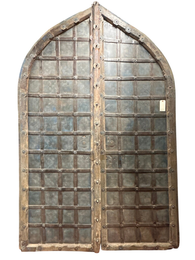 Pointed-Arch Door Pair w/ Metalwork Detailing (XD-35173)