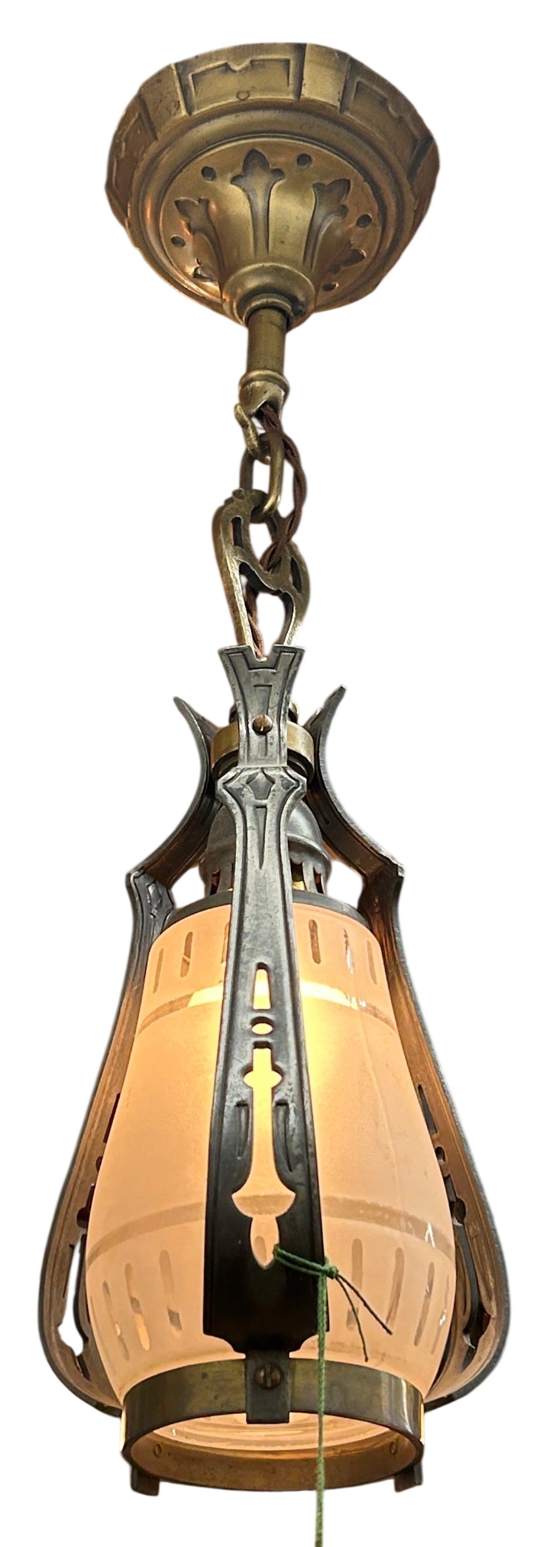 Frosted-Shade Pendant w/ Cage Detail (LT-639)