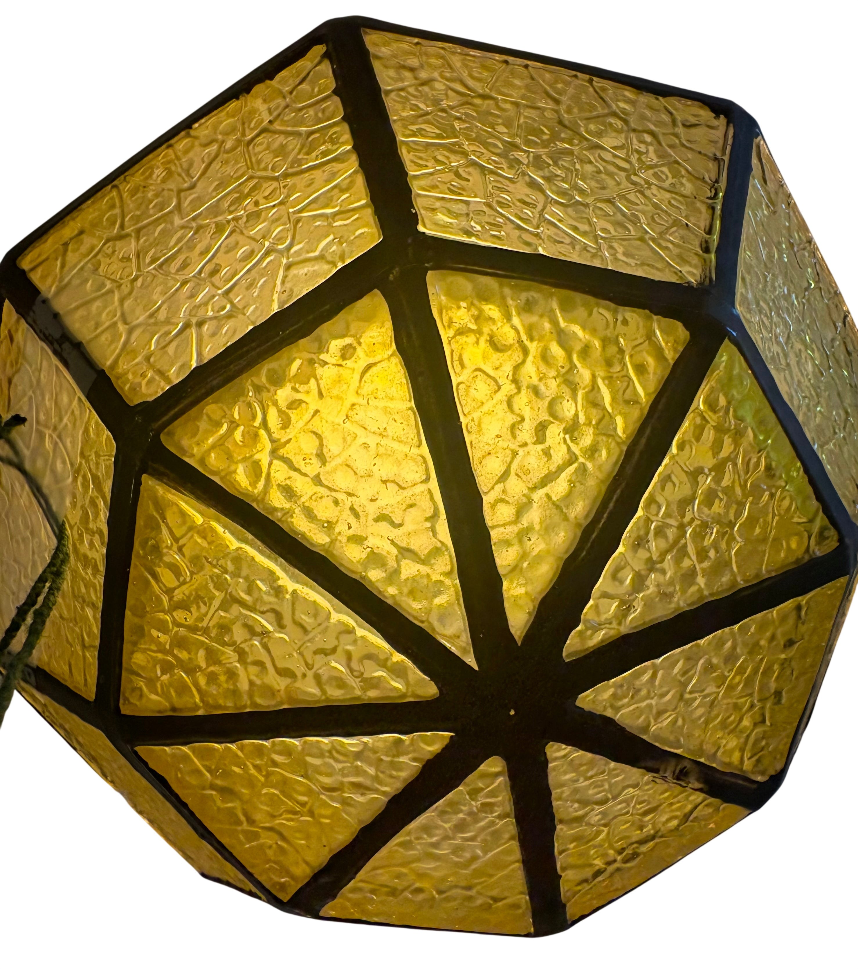 Art Deco flush mount ceiling light with textured amber glass panels – circa 1930s–40s (LT-1115)