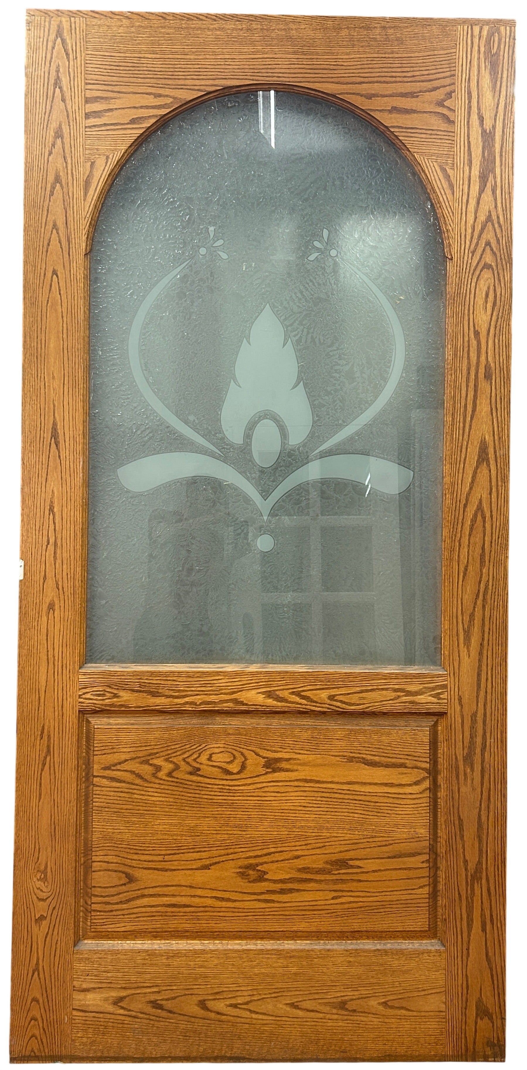 Lg. Oak Door w/ Glue-Chip Glass (JP15-171)