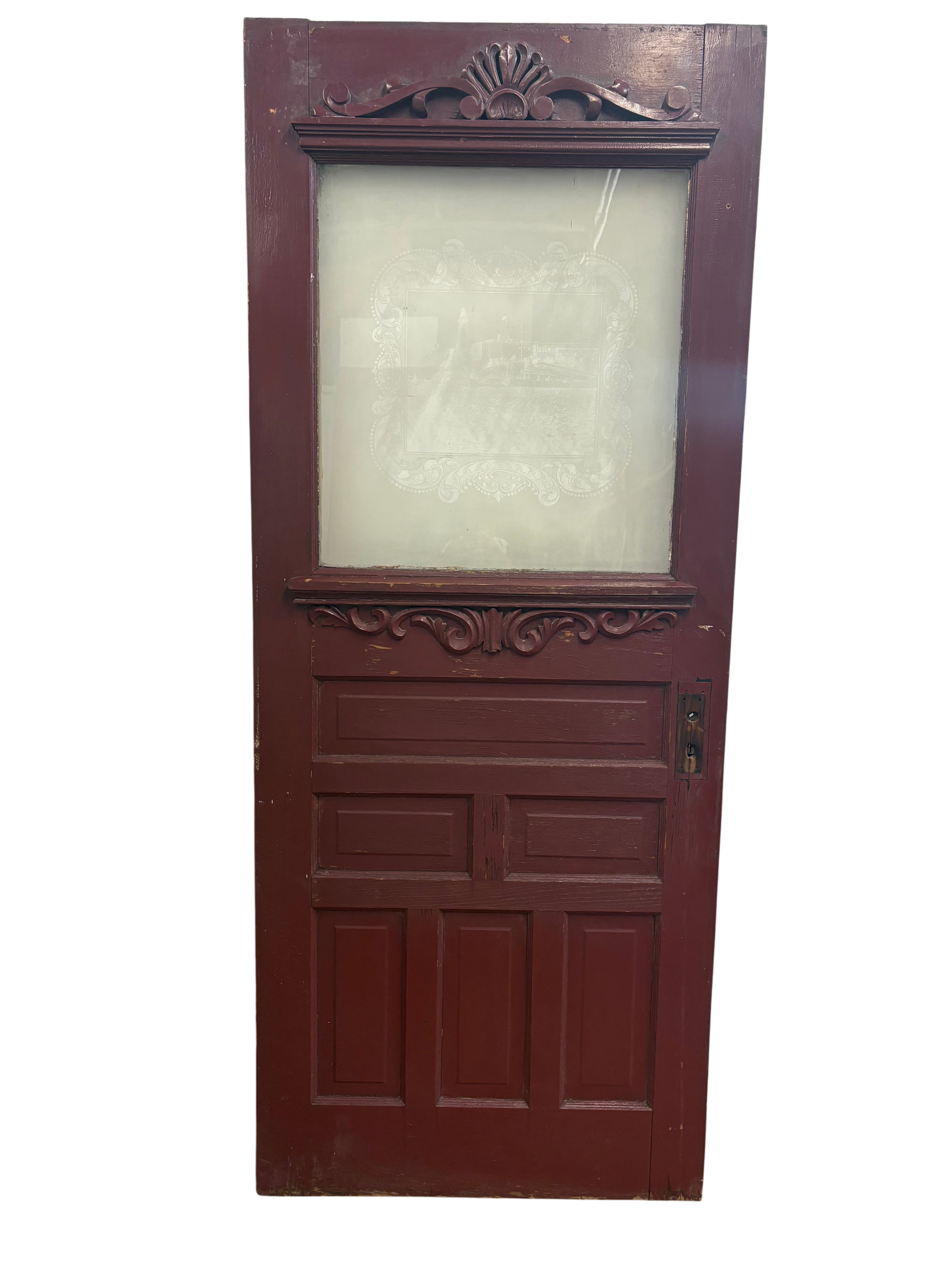 1-Light/ 6-Panel Acid Etched Light house Back Door (BD-445)