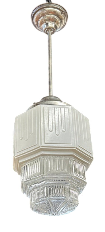 Art Deco pendant with clear glass lens – original 1930s (LT-885)