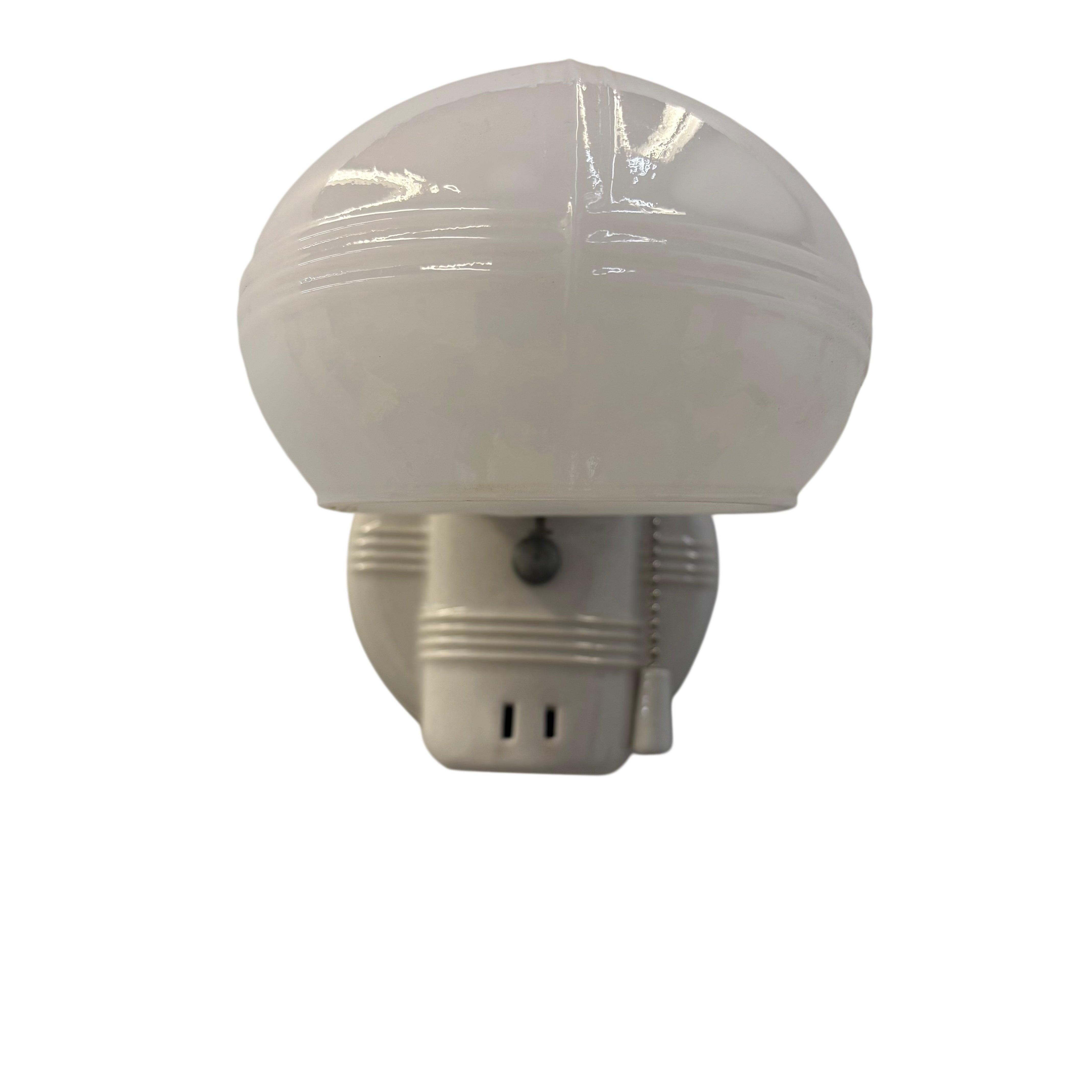White porcelain sconce with shade and outlet on a white background