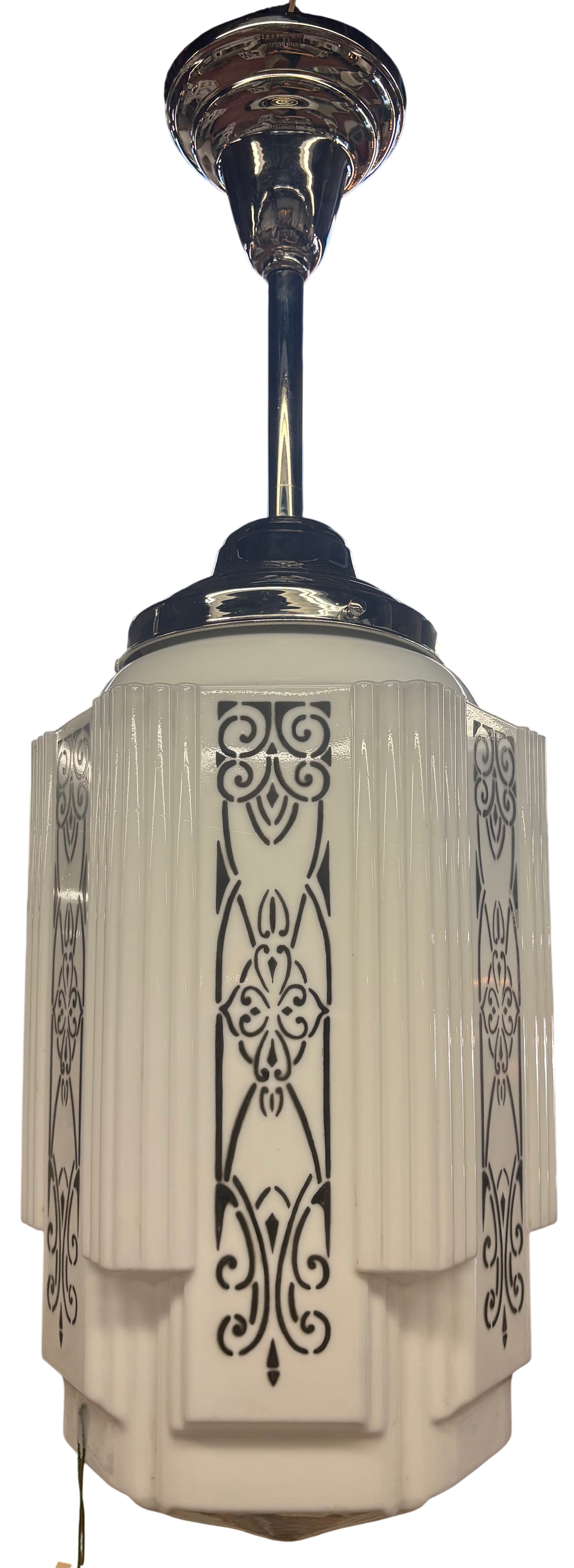 Art Deco Pendant Light with Etched Glass Shade – (lt-1127)