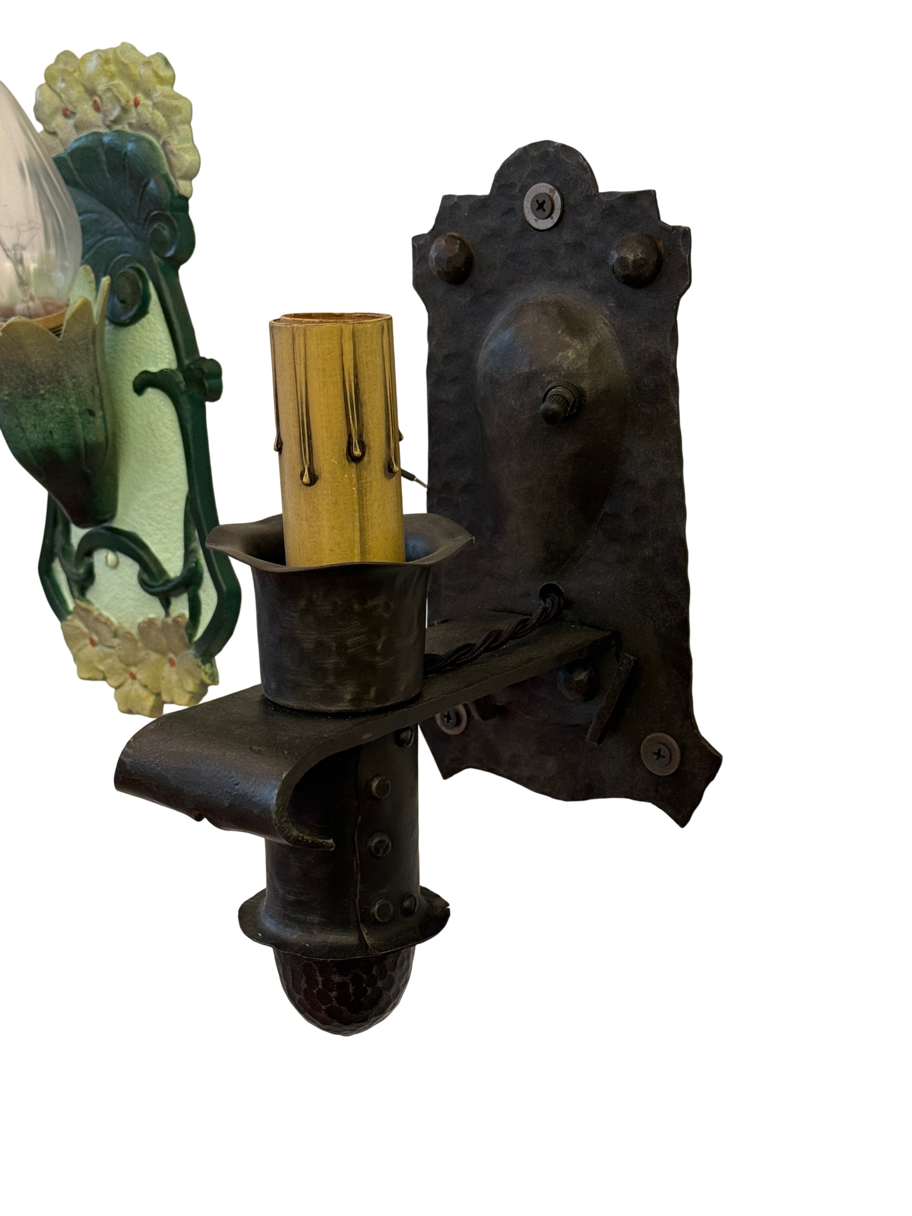 Single Wall Sconce with candle sleeve – cast iron fixture, circa 1920s–1930s (LT-905)