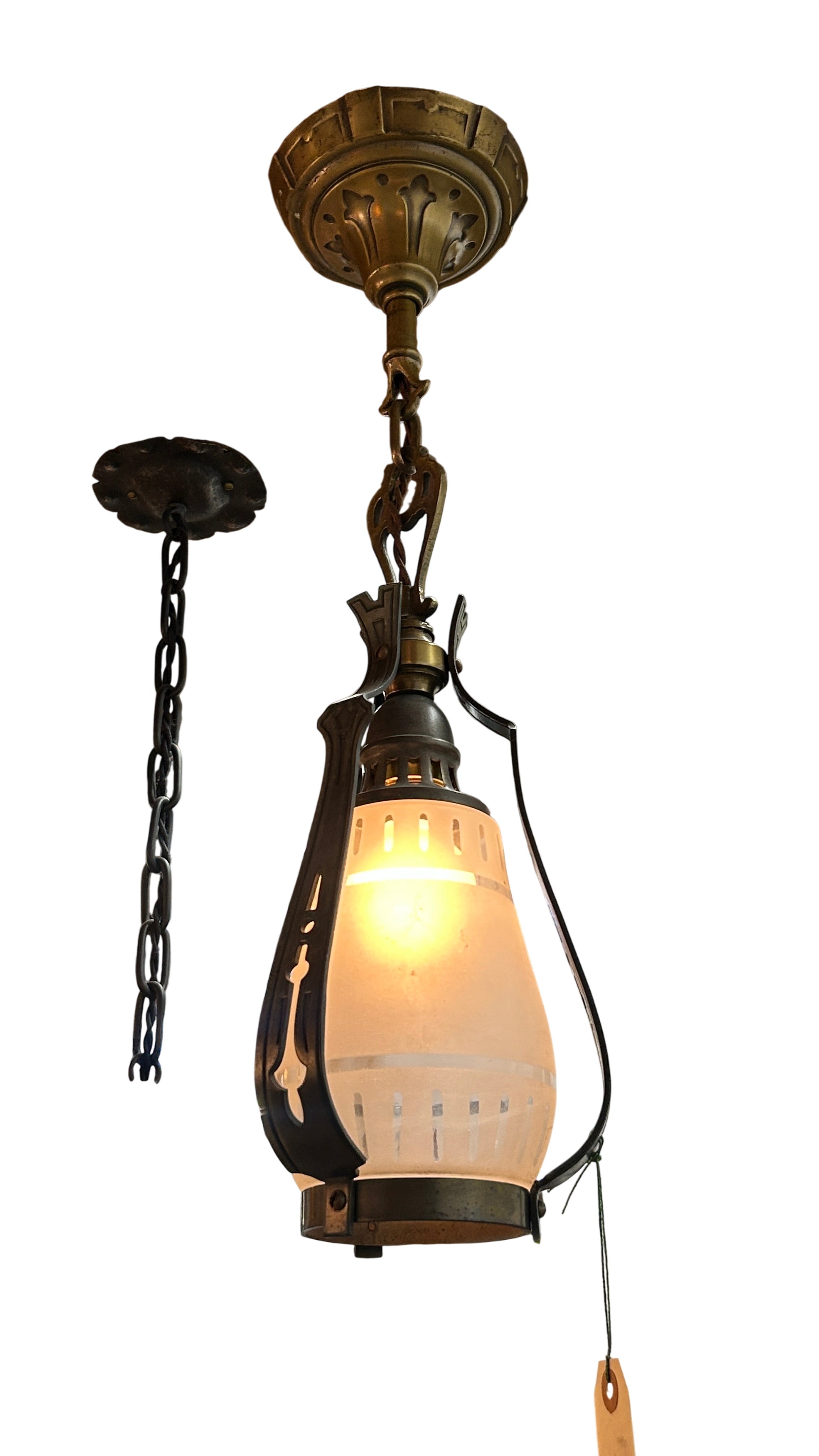 Frosted-Shade Pendant w/ Cage Detail (LT-639)