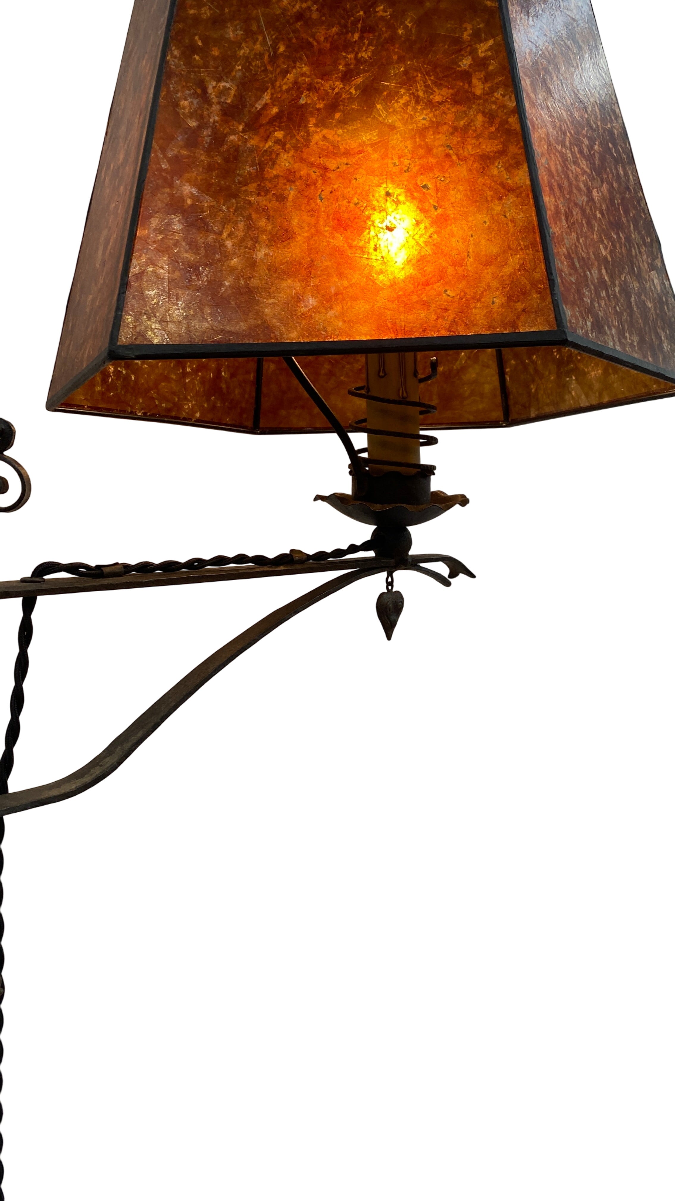 Wrought-Iron Adjustable-Height Floor Lamp w/ Mica Shade (LT-417)