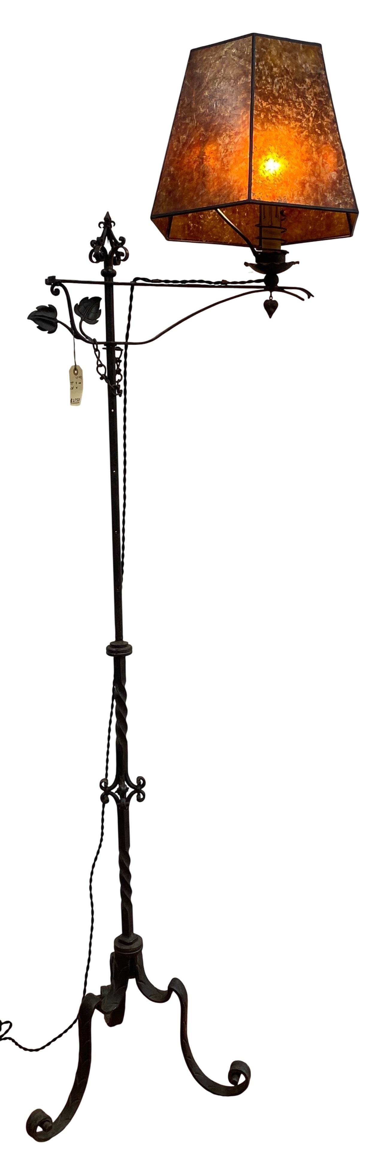 Wrought-Iron Adjustable-Height Floor Lamp w/ Mica Shade (LT-417)