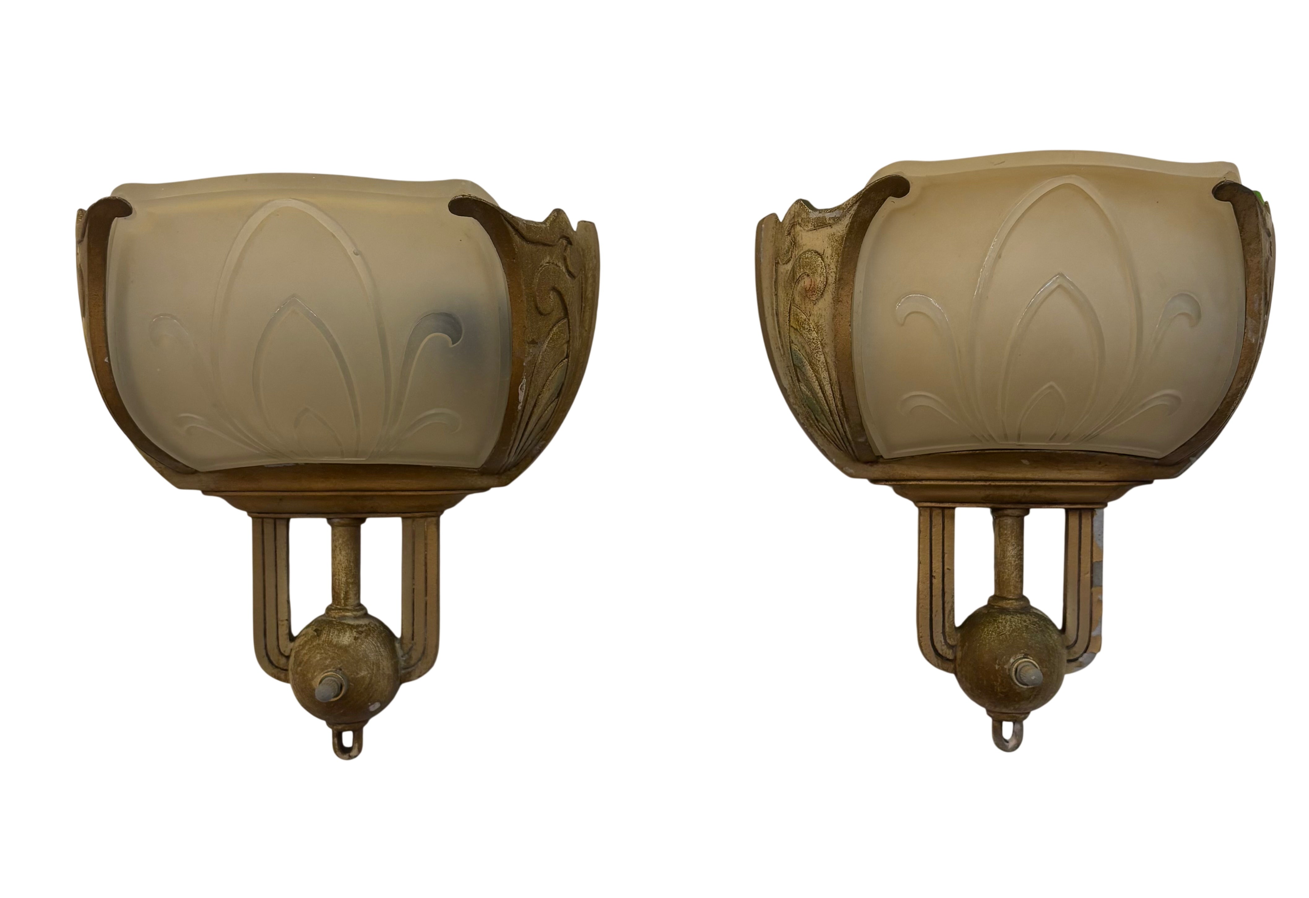 WALL SCONCES – FROSTED GLASS & BRASS (LT-1175)
