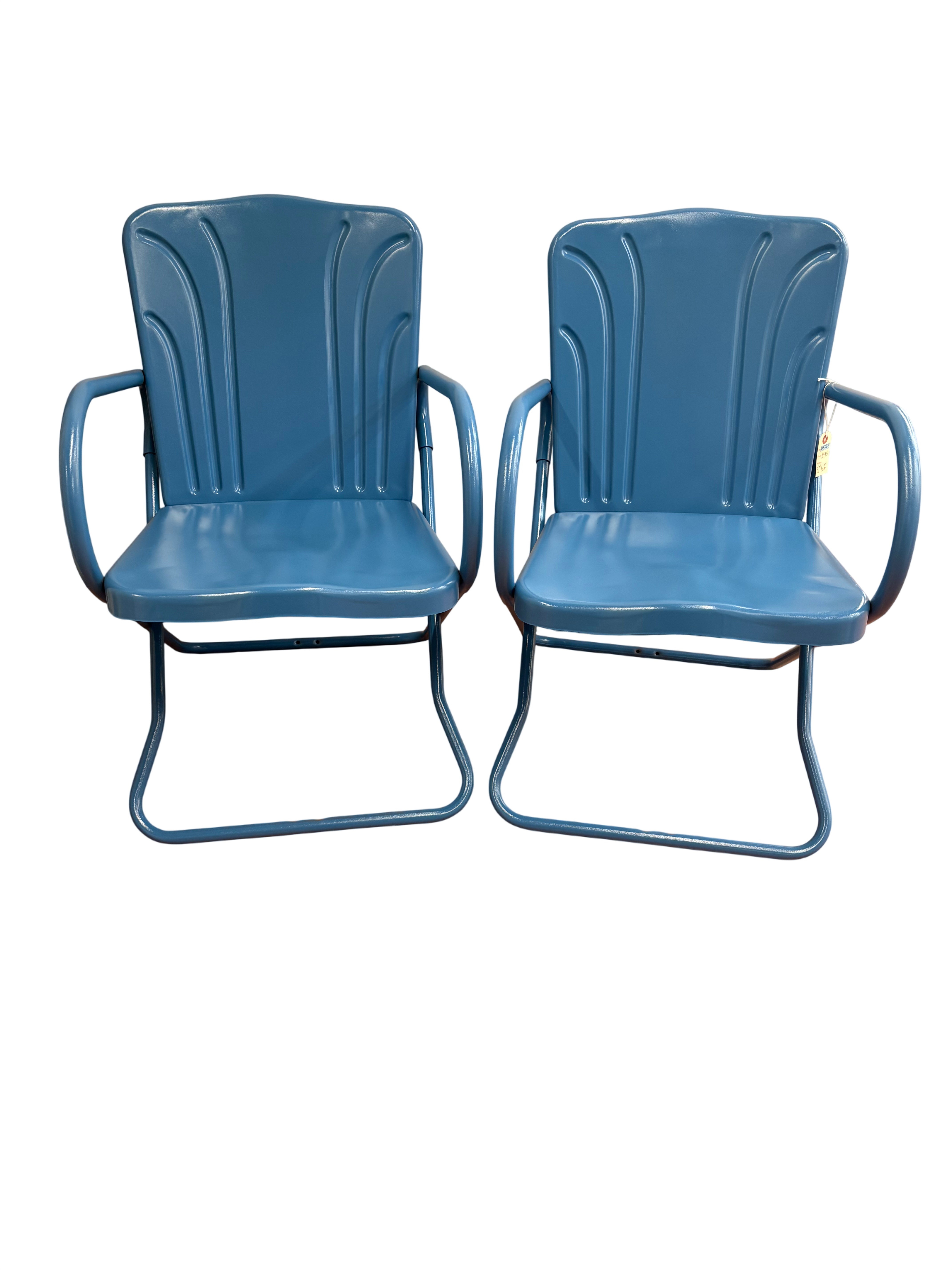 Pair of Vintage Blue Lawn Chairs (OE-88)