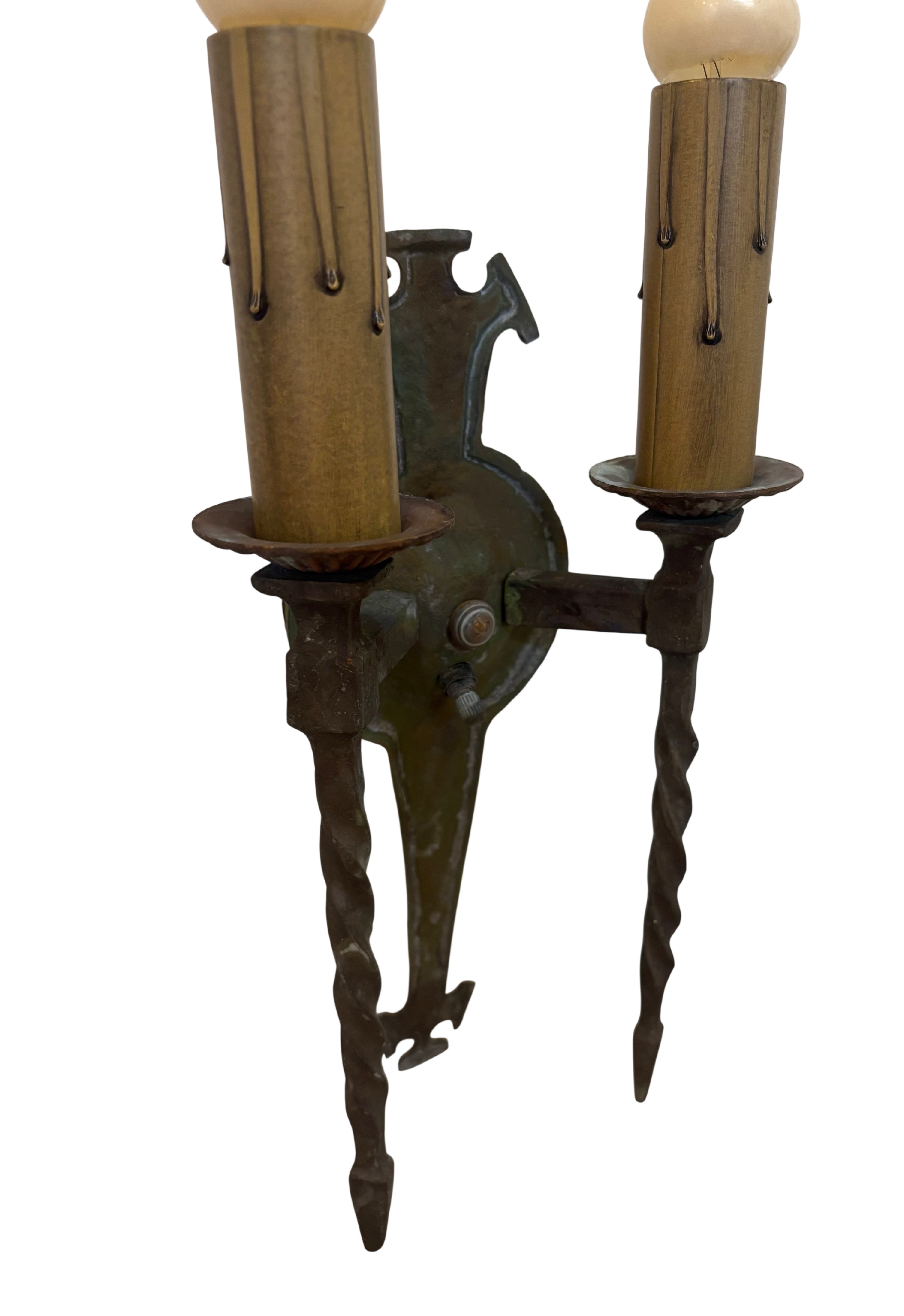 WALL SCONCES – TWISTED ARM METAL PAIR (LT-1173)