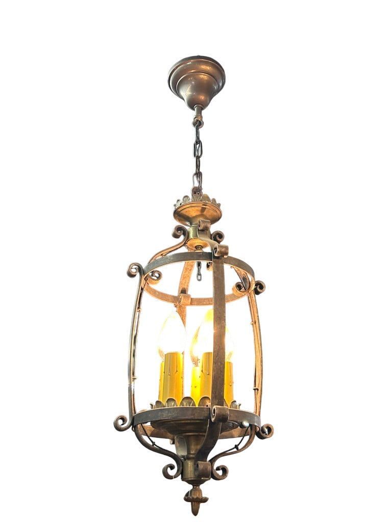 Five Candle chandelier with cage – iron and brass lantern style (JAN18-47)