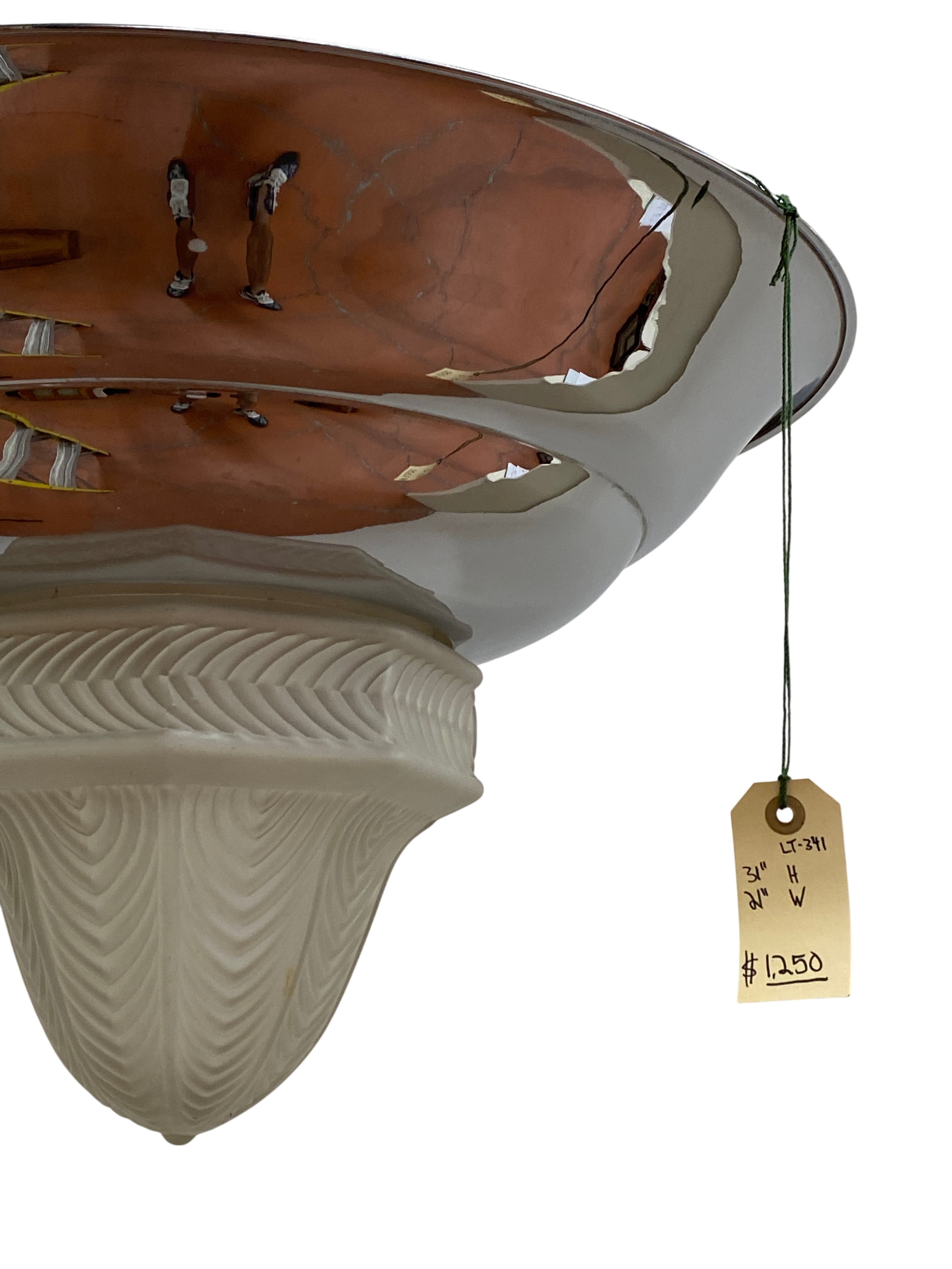 Large Chrome Pendant w/ Frosted Shade (LT-341)