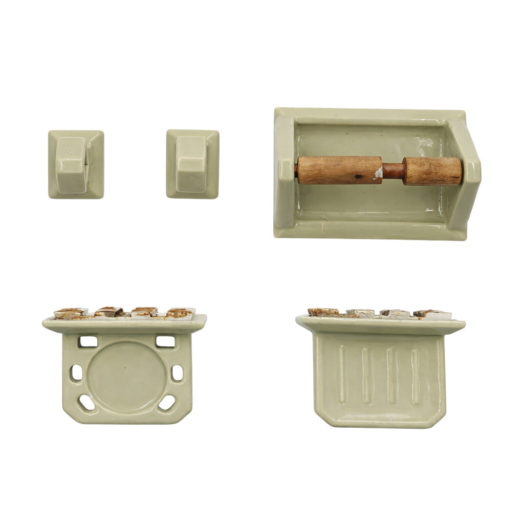 Sage Porcelain Bathroom Accessory Set