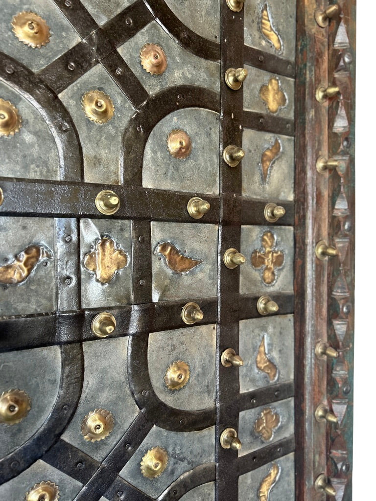 Large Arched Door Pair w/ Ornate Metalwork (XD-35673)