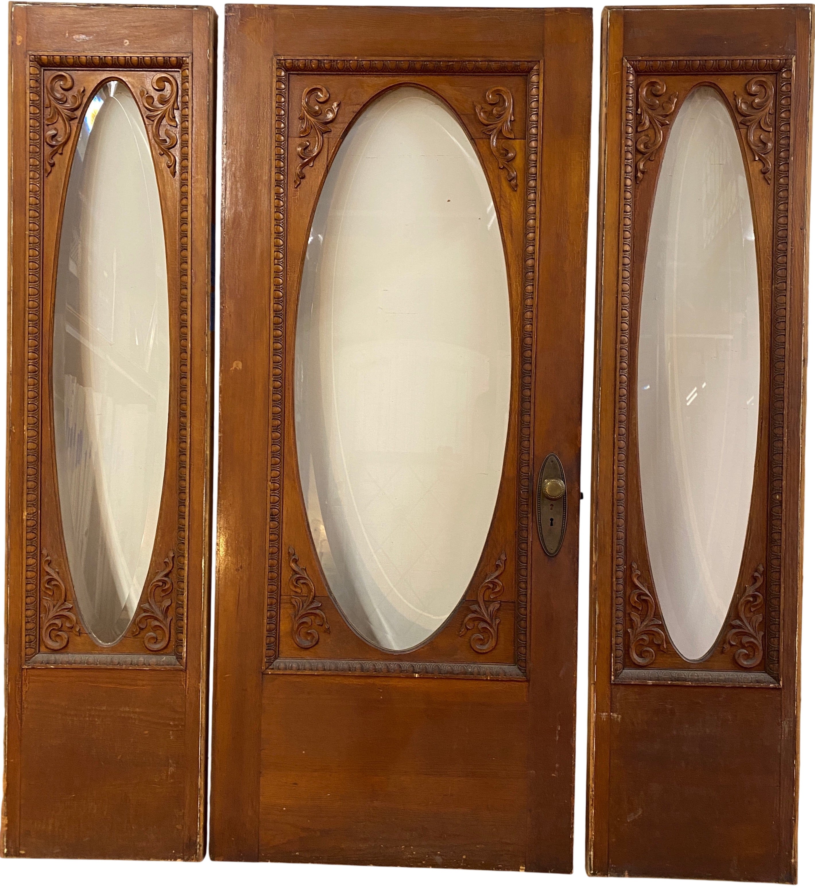 Oval Beveled Glass Entry Door Set w/ Sidelights (PRKS-62)