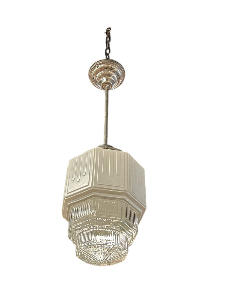 Art Deco pendant with clear glass lens – original 1930s (LT-885)