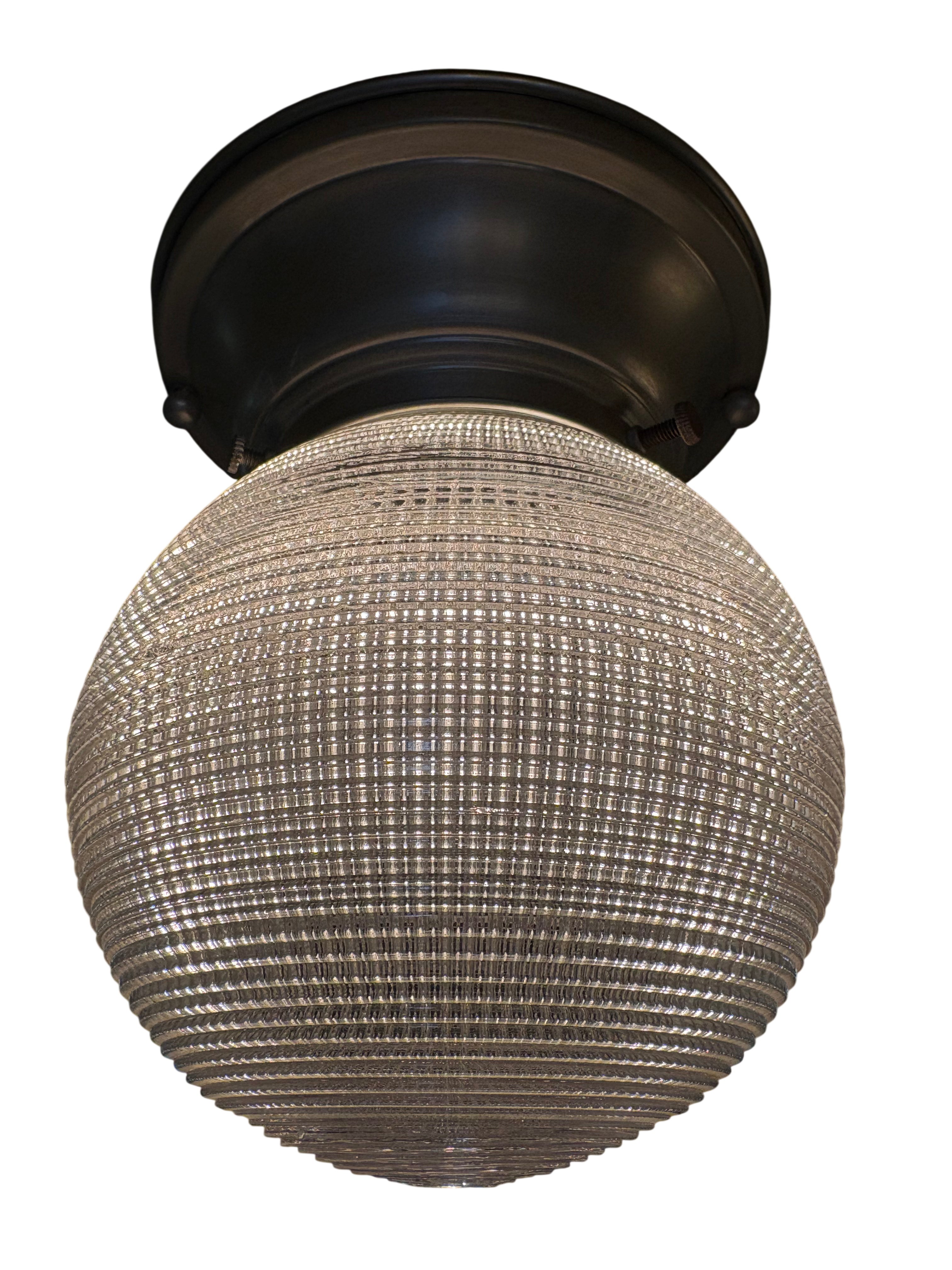 Art Deco Flush Mount Ceiling Light with Ribbed Glass Shade (lt-1132)