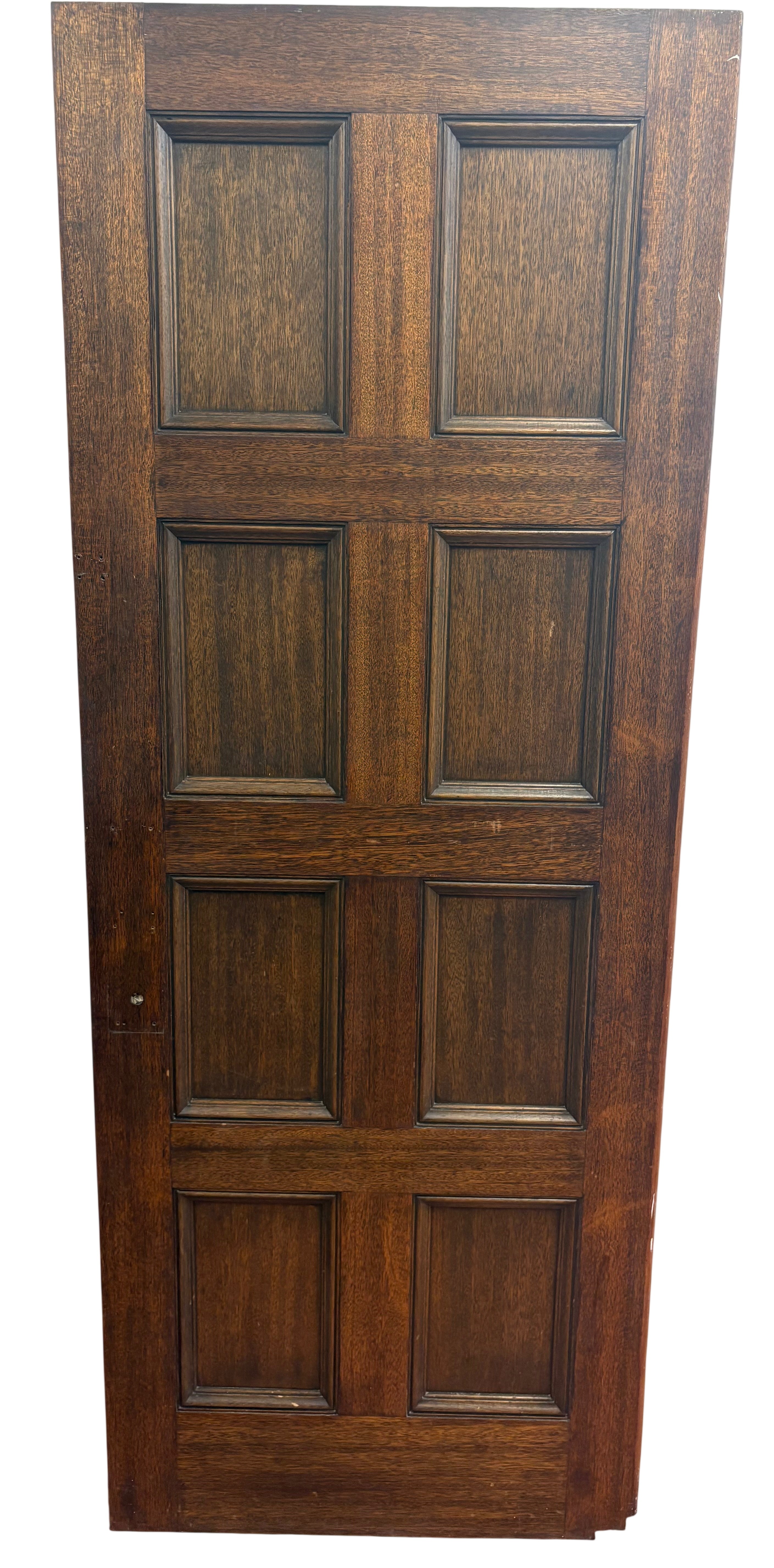 Wooden door with six panels on a white background
