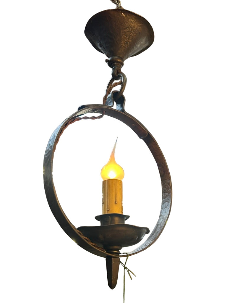 Wrought iron ring pendant light – circa 1920s–1930s (LT-1002)