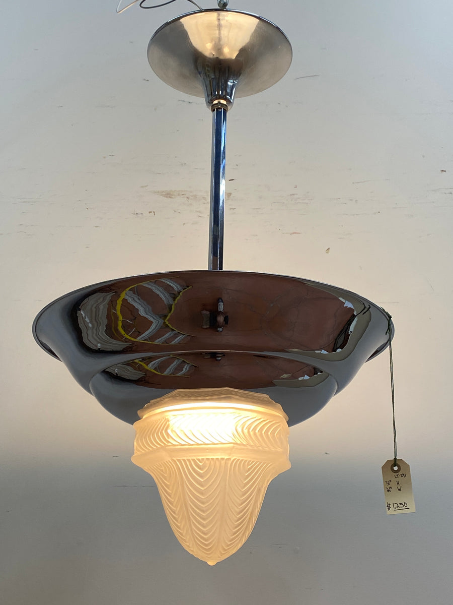 Large Chrome Pendant w/ Frosted Shade (LT341) Pasadena Architectural