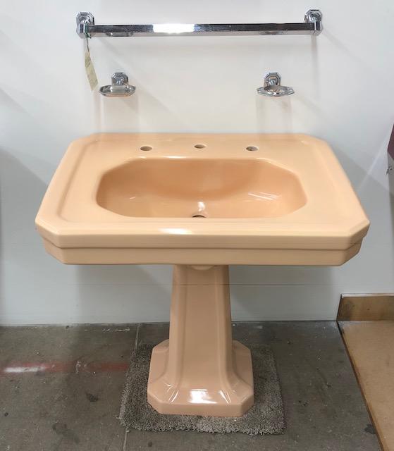 *SOLD* Eljer "Hollywood" Deco Pedestal Sink in Tuscan Tan [JUN1921