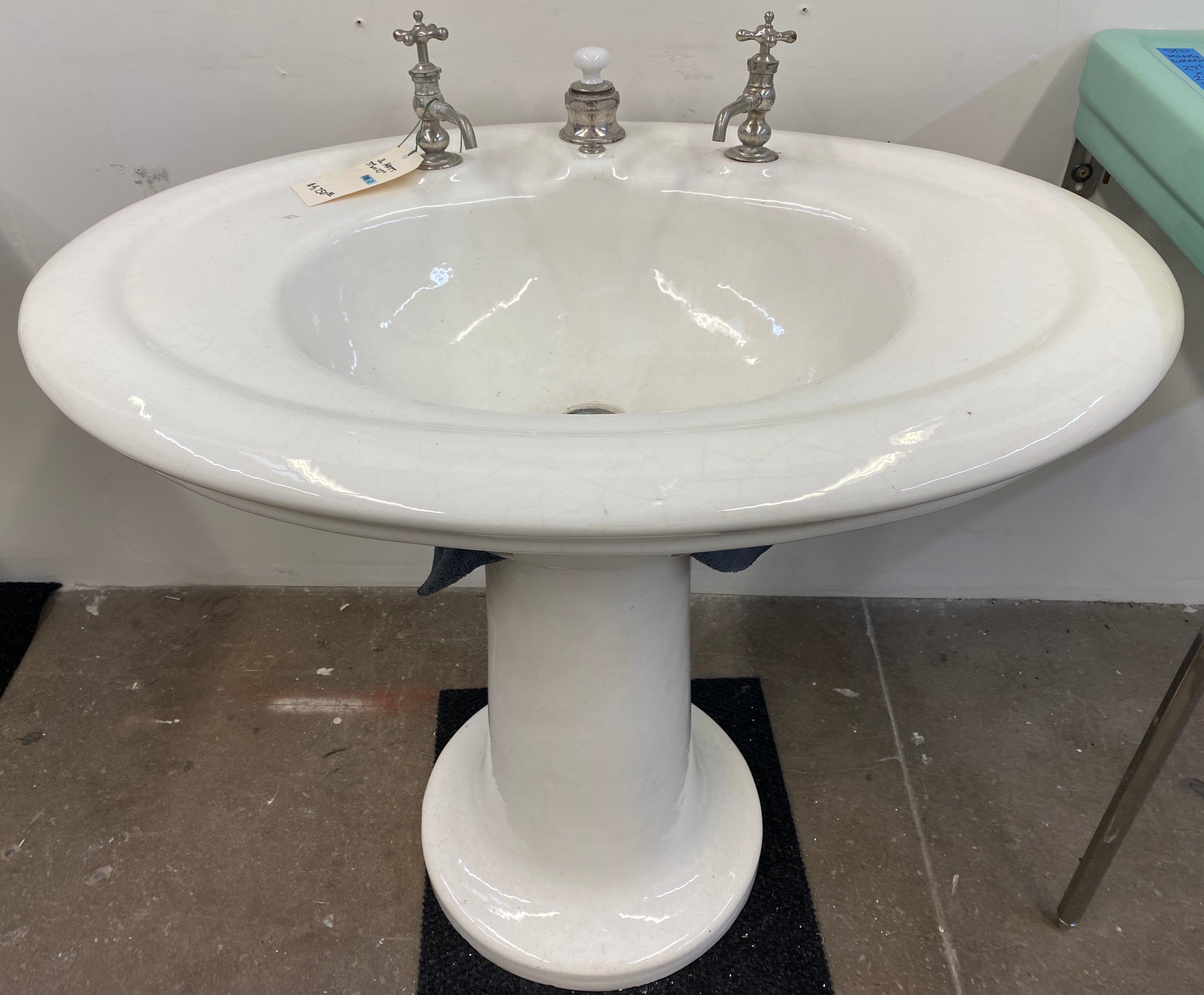 J.L. Mott 1910's Earthenware Sink w/ Period Hardware (SINK-24)