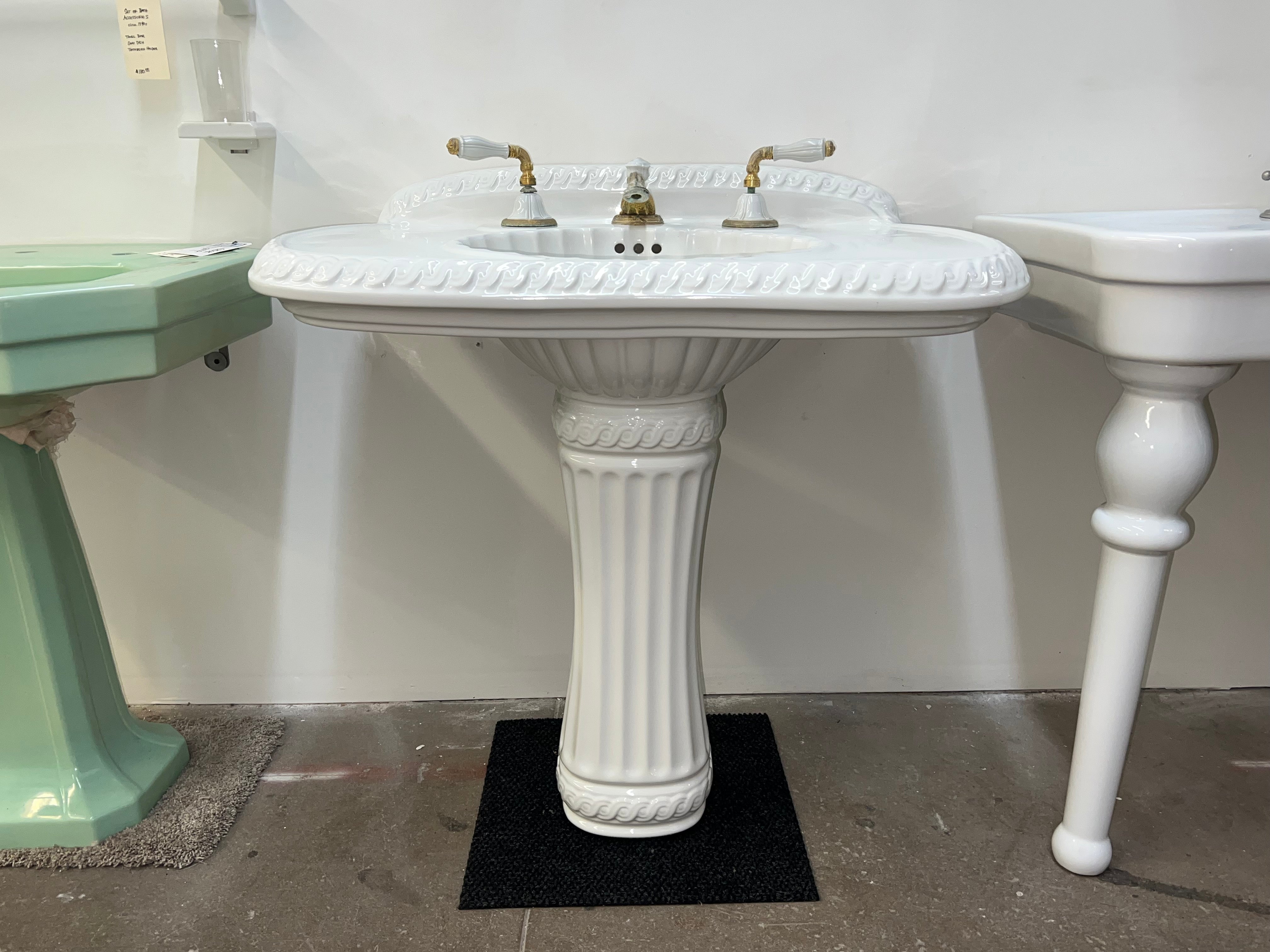 Sherle Wagner Pedestal Sink w/ Original Hardware (SINK-28)