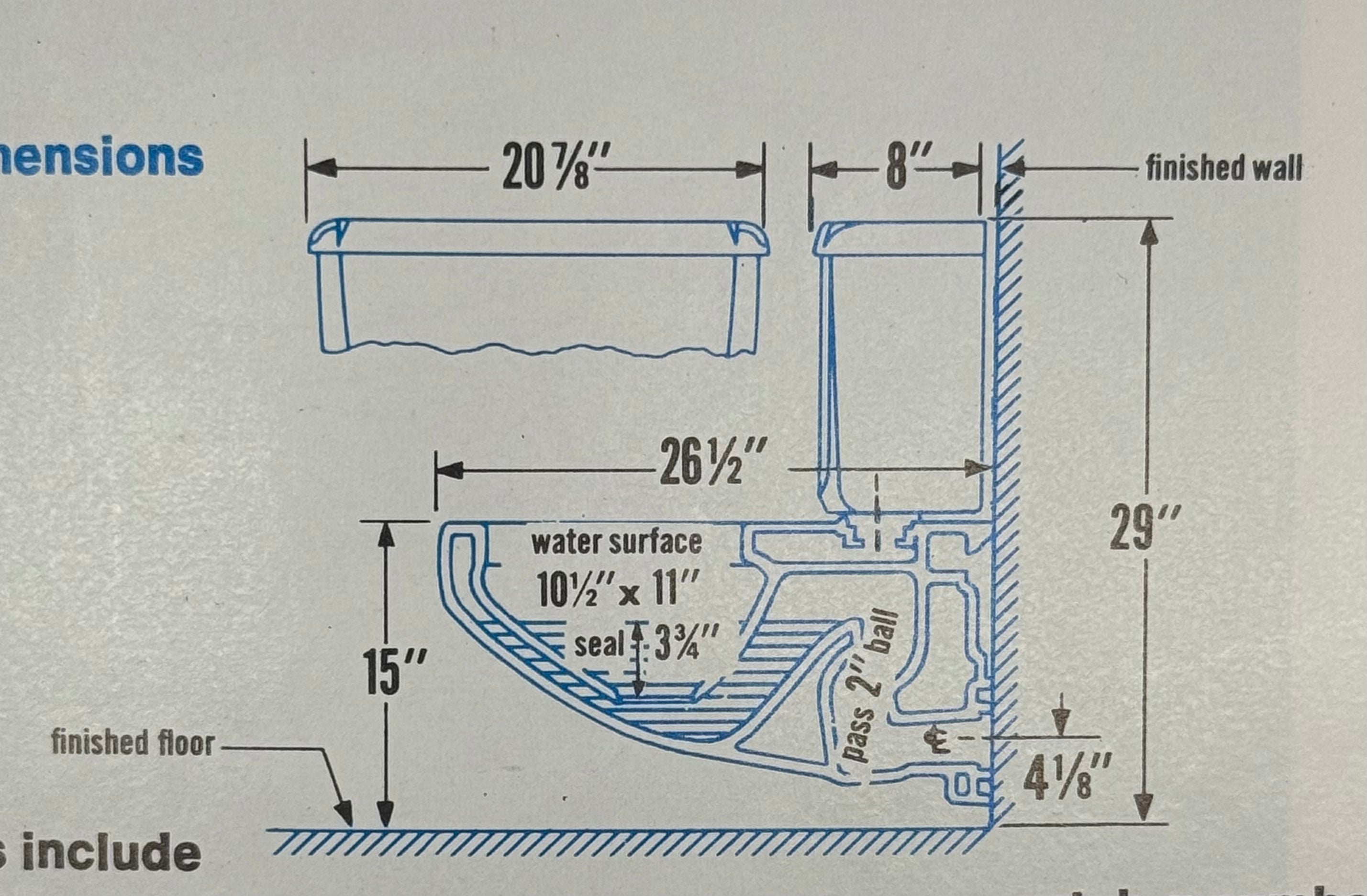 (WC-123) "Standard" Pink Wall Toilet