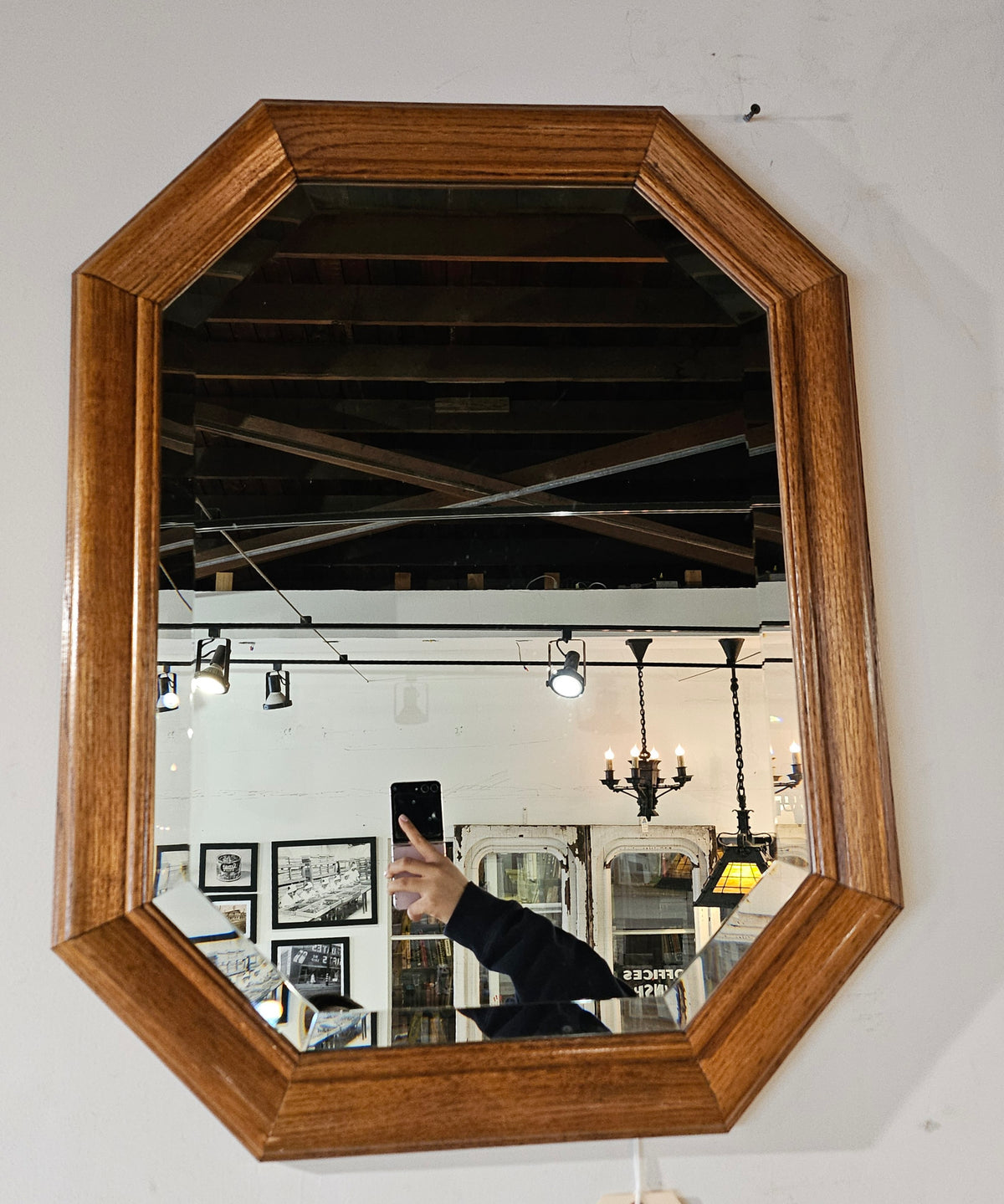 Octagon Mirror with Wooden frame OE -109