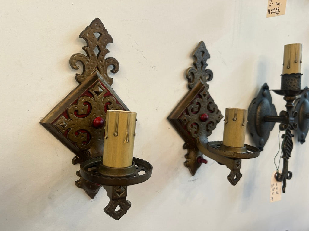 Hammered Sconce Pair w/ Square Detail (LT-876)