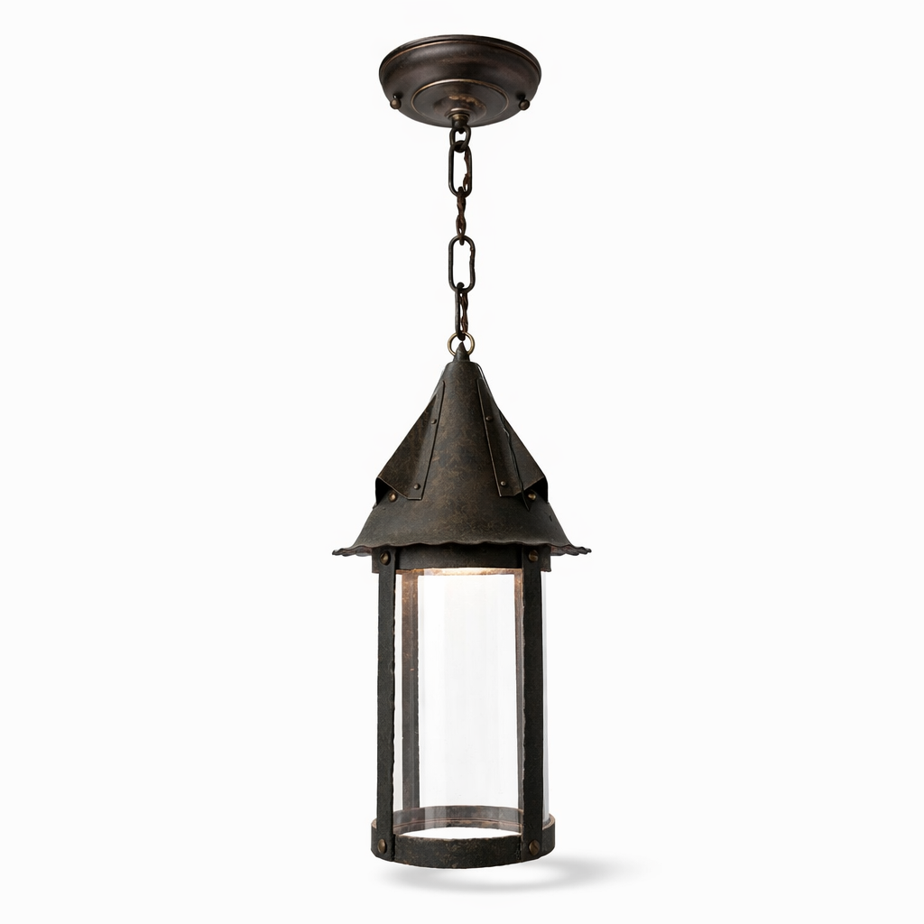 Bronze lantern pendant with glass panels (LT-523)