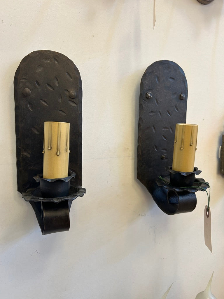 Hammered Cast-Iron Sconce Pair (LT-862)