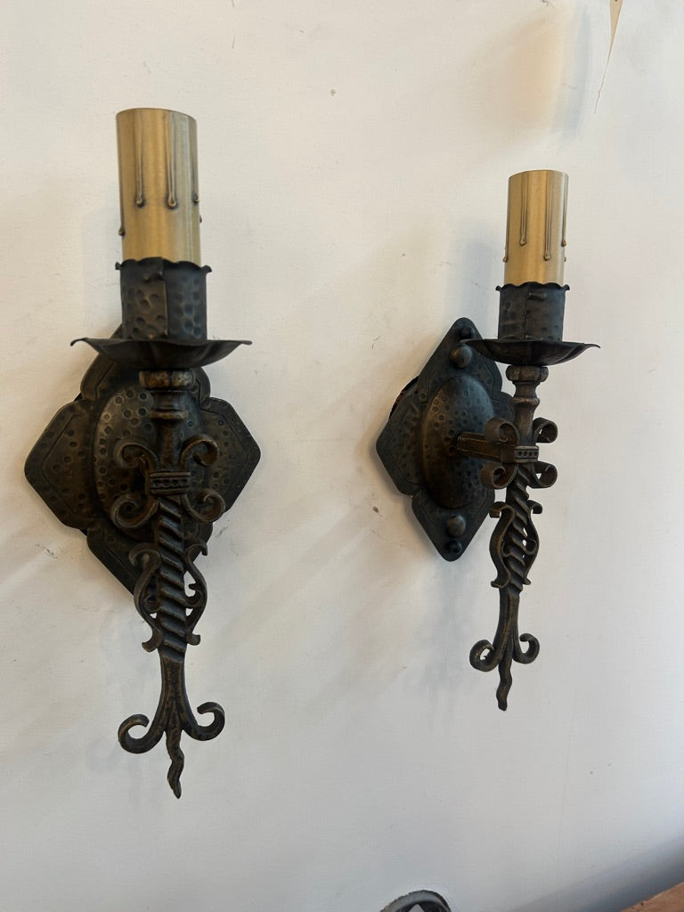Hammered Bronze Sconce Pair (LT-877)