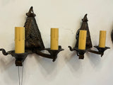 Hammered Cast Iron Double-Sconce Pair (LT-733)