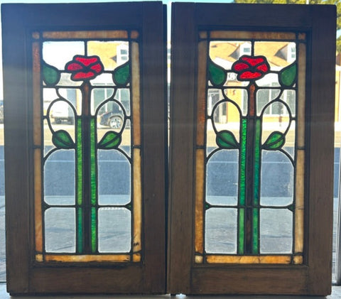 Sm. Floral Stained Glass Pair (SG-148)
